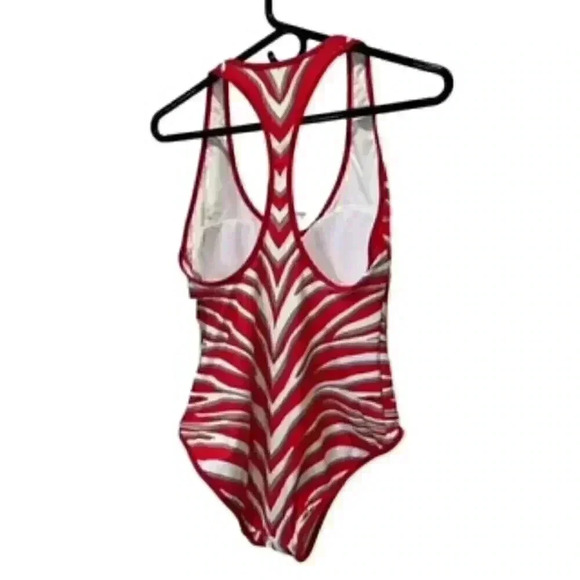 NEW Michael Kors 1 Piece Racerback Red Striped Swimsuit Women’s Sz 10‎ NWT - Picture 5 of 11